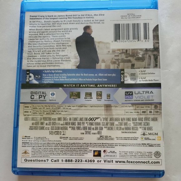 James Bond Daniel Craig 2 Blu-ray Lot Skyfall, Quantum of Solace 007 - Picture 6 of 7